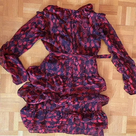 BUFFALO red snakeskin ruffle dress - Picture 6 of 8